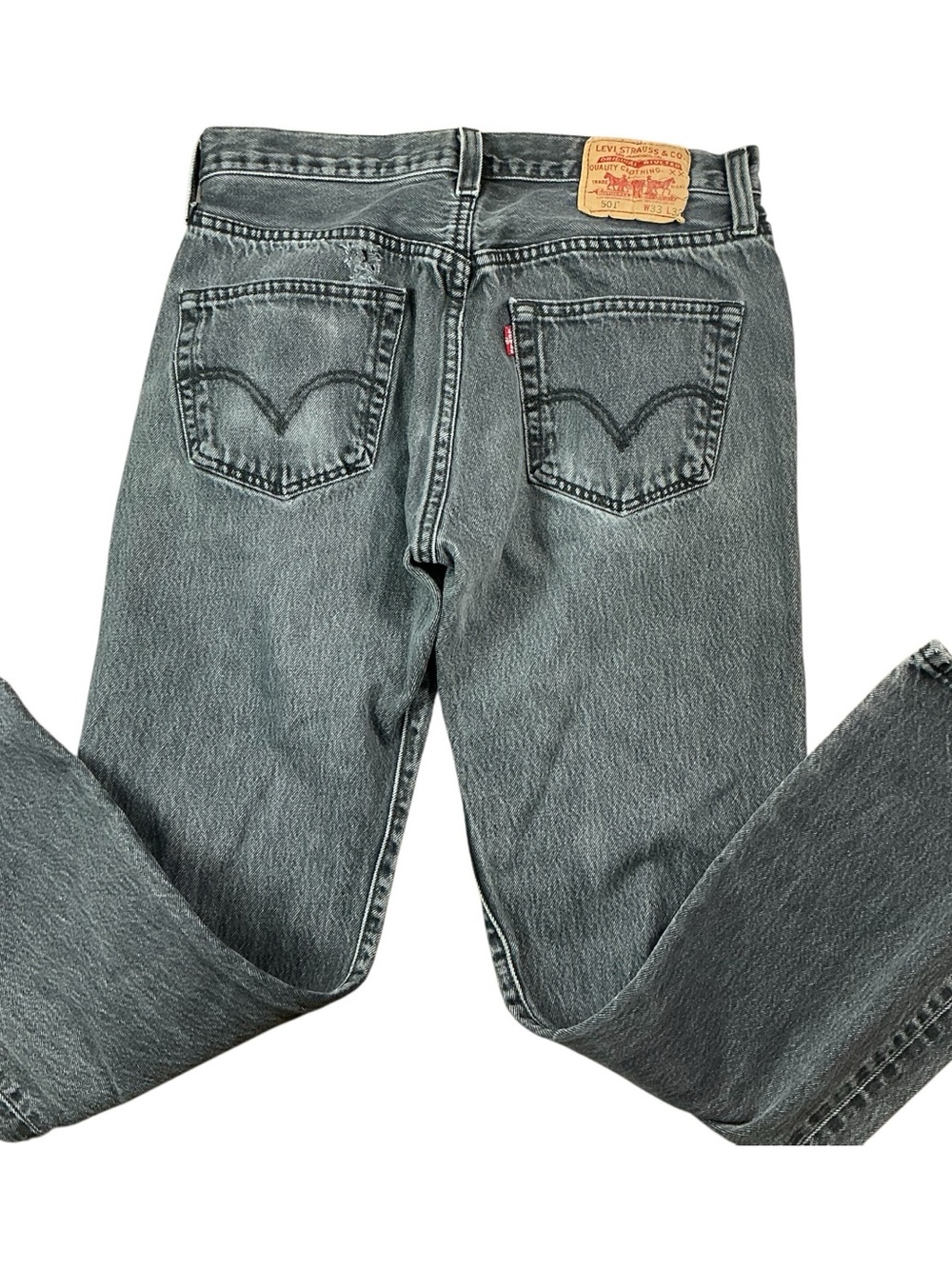 Y2K Levi Levi’s 501 button fly black faded straight leg jeans 30 x 28